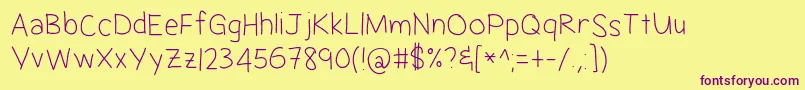 Jacquelyn sMessyHand Font – Purple Fonts on Yellow Background