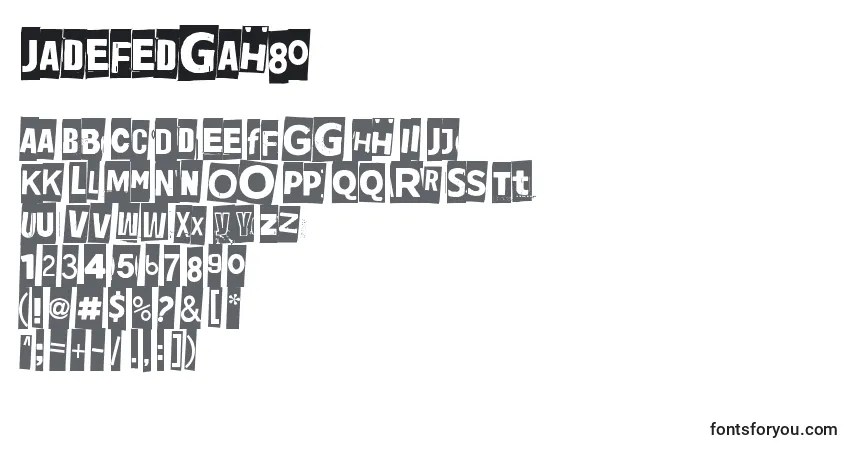 Schriftart Jadefedgah80 (130606) – Alphabet, Zahlen, spezielle Symbole
