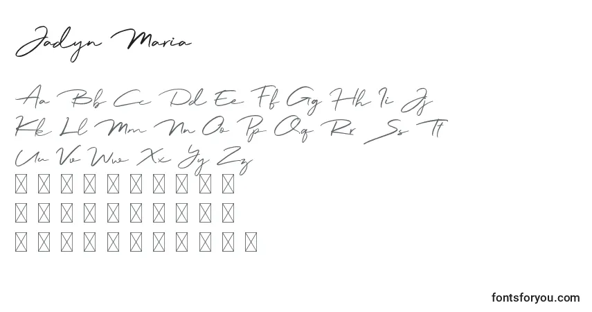 Schriftart Jadyn Maria – Alphabet, Zahlen, spezielle Symbole