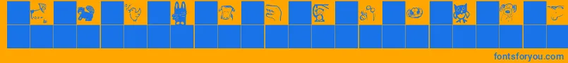 GmdoodlesAnimals Font – Blue Fonts on Orange Background