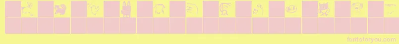 GmdoodlesAnimals Font – Pink Fonts on Yellow Background