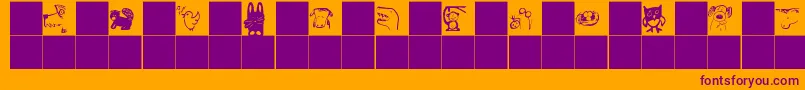 GmdoodlesAnimals-fontti – violetit fontit oranssilla taustalla