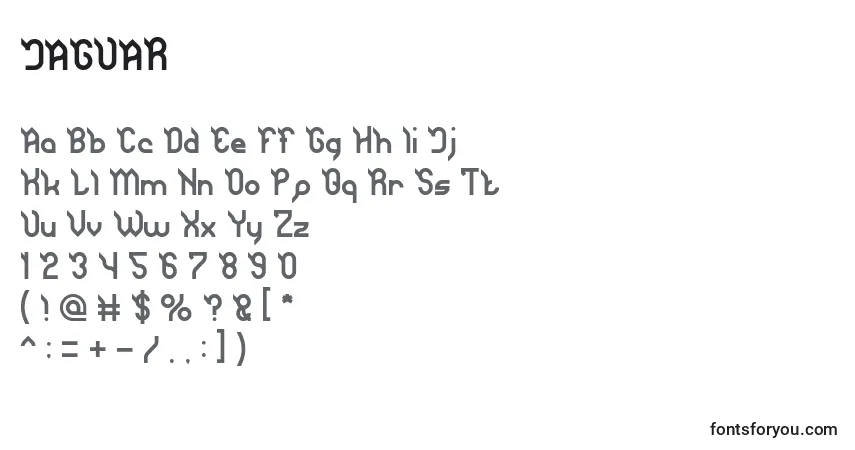JAGUAR (130612)-fontti – aakkoset, numerot, erikoismerkit