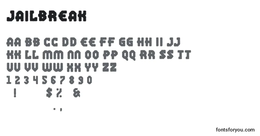 Schriftart Jailbreak (130614) – Alphabet, Zahlen, spezielle Symbole