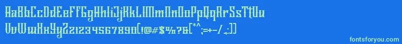 フォントJailetter – 青い背景に緑のフォント