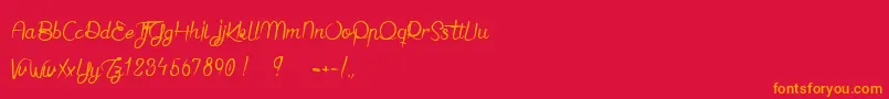 Jaime bien le Dimanche  Font – Orange Fonts on Red Background
