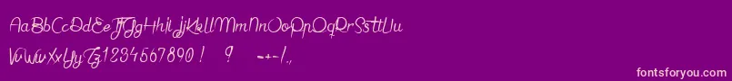 Jaime bien le Dimanche  Font – Pink Fonts on Purple Background