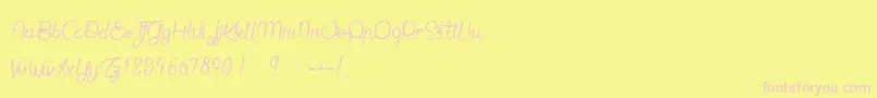 Jaime bien le Dimanche -fontti – vaaleanpunaiset fontit keltaisella taustalla