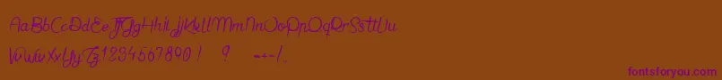 Jaime bien le Dimanche  Font – Purple Fonts on Brown Background