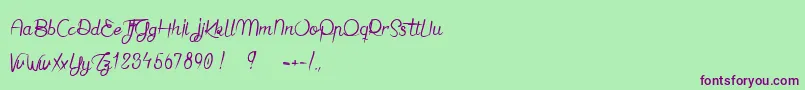Jaime bien le Dimanche  Font – Purple Fonts on Green Background