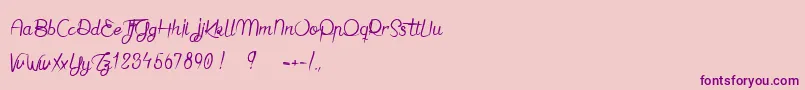 Jaime bien le Dimanche  Font – Purple Fonts on Pink Background