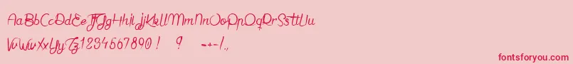 Jaime bien le Dimanche  Font – Red Fonts on Pink Background