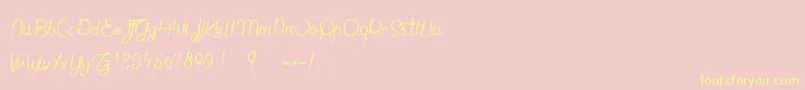 Jaime bien le Dimanche  Font – Yellow Fonts on Pink Background