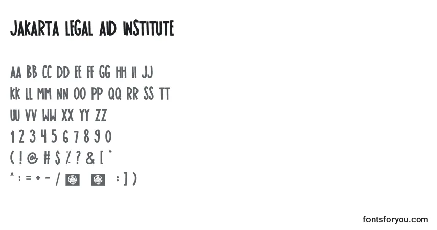 Czcionka JAKARTA LEGAL AID INSTITUTE – alfabet, cyfry, specjalne znaki