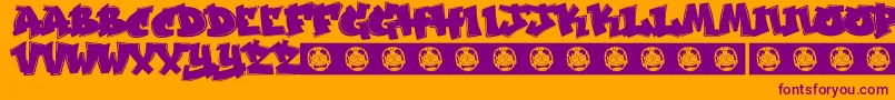 Jakarta-Schriftart – Violette Schriften auf orangefarbenem Hintergrund