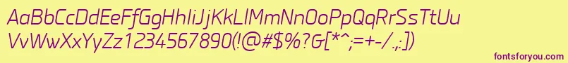 PfisotextproLightitalic Font – Purple Fonts on Yellow Background