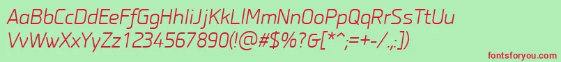 Шрифт PfisotextproLightitalic – красные шрифты на зелёном фоне