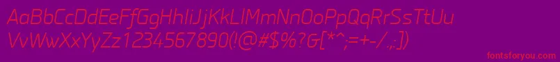 PfisotextproLightitalic Font – Red Fonts on Purple Background