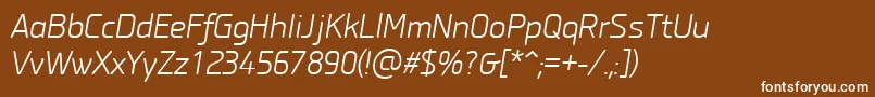 フォントPfisotextproLightitalic – 茶色の背景に白い文字