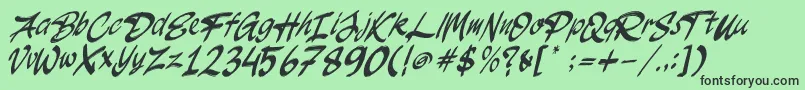 Fonte JakAs Italic – fontes pretas em um fundo verde