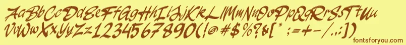 Fonte JakAs Italic – fontes marrons em um fundo amarelo