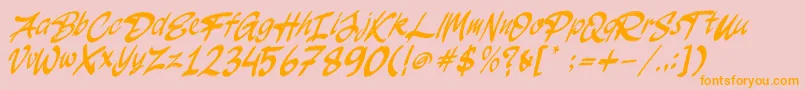 JakAs Italic Font – Orange Fonts on Pink Background