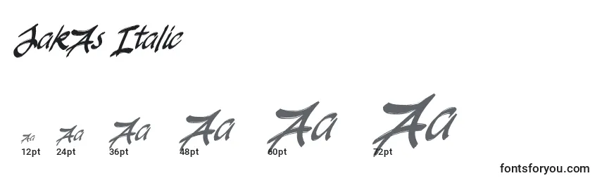 Größen der Schriftart JakAs Italic