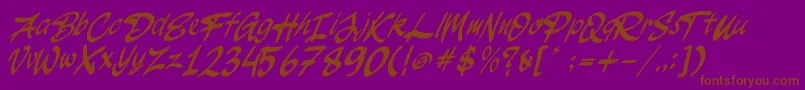 JakAs Italic Font – Brown Fonts on Purple Background