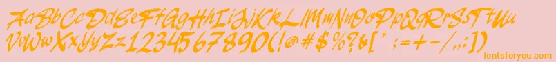 JakAs Italic-Schriftart – Orangefarbene Schriften auf rosa Hintergrund