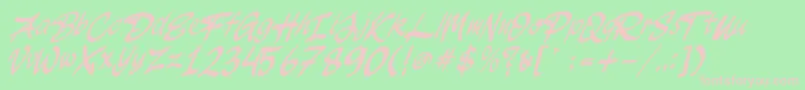 JakAs Italic Font – Pink Fonts on Green Background