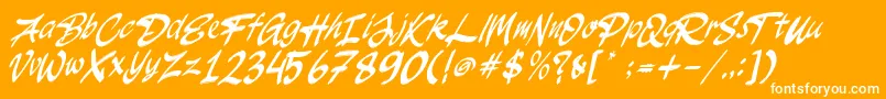 Czcionka JakAs Italic – białe czcionki na pomarańczowym tle