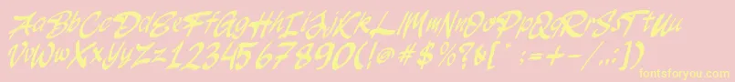 JakAs Italic Font – Yellow Fonts on Pink Background