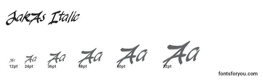 Размеры шрифта JakAs Italic (130621)