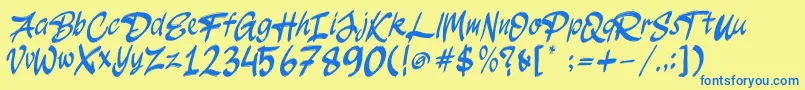 JakAs Regular Font – Blue Fonts on Yellow Background