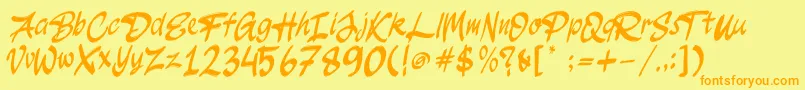 JakAs Regular Font – Orange Fonts on Yellow Background