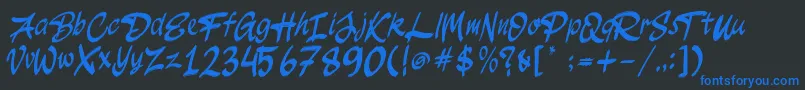 Fonte JakAs Regular – fontes azuis em um fundo preto