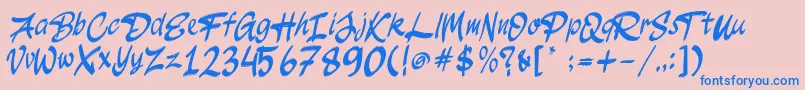Czcionka JakAs Regular – niebieskie czcionki na różowym tle