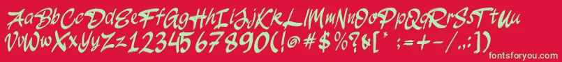 フォントJakAs Regular – 赤い背景に緑の文字