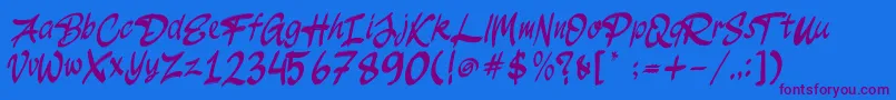 JakAs Regular Font – Purple Fonts on Blue Background