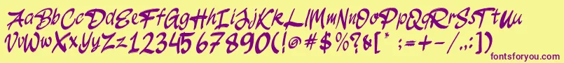 JakAs Regular Font – Purple Fonts on Yellow Background