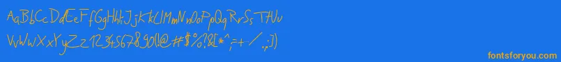 Fonte Jakobs Handwriting   – fontes laranjas em um fundo azul