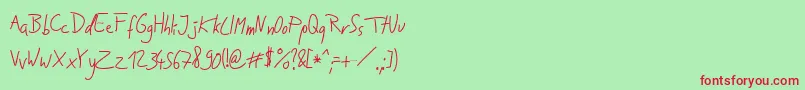 Jakobs Handwriting  -Schriftart – Rote Schriften auf grünem Hintergrund
