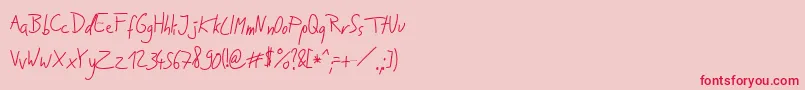 Jakobs Handwriting  -Schriftart – Rote Schriften auf rosa Hintergrund