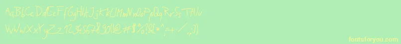 Jakobs Handwriting  -fontti – keltaiset fontit vihreällä taustalla