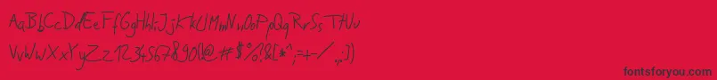 Fonte Jakobs Handwriting   – fontes pretas em um fundo vermelho