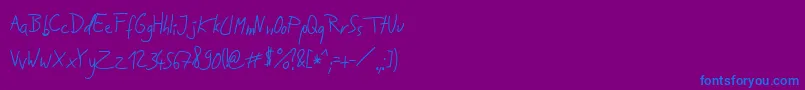 Jakobs Handwriting   Font – Blue Fonts on Purple Background