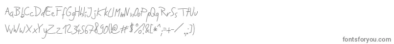 Jakobs Handwriting  -fontti – harmaat kirjasimet valkoisella taustalla