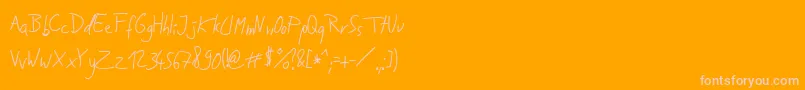 Jakobs Handwriting  -Schriftart – Rosa Schriften auf orangefarbenem Hintergrund