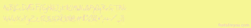 Jakobs Handwriting  -fontti – vaaleanpunaiset fontit keltaisella taustalla