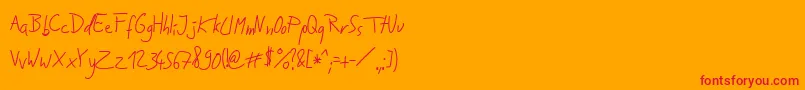 Jakobs Handwriting   Font – Red Fonts on Orange Background